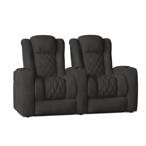 Red Barrel Studio® Upholstered Power Reclining Home Theater Seating with Cup Holder Wayfair